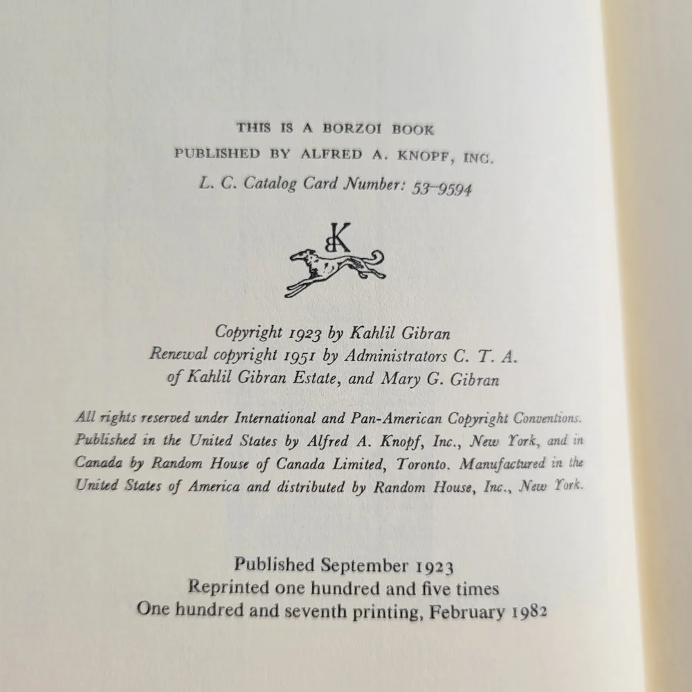 The Prophet by Kahlil Gibran Hardcover Book 1982 Edition ~ GUC